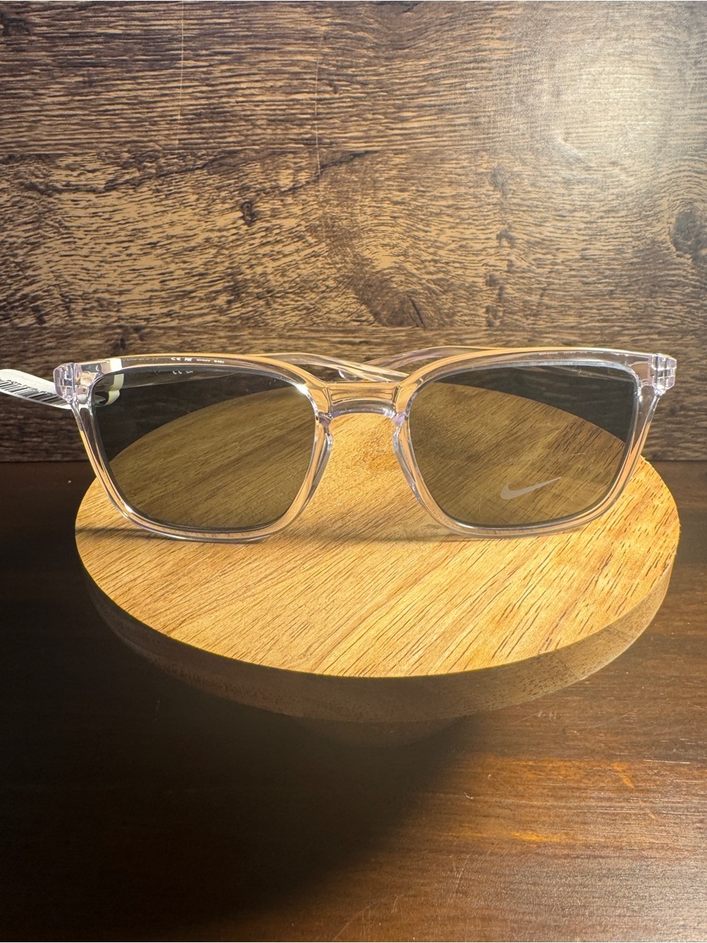 Nike Marchon Clear Frame Sunglasses with Green Lenses